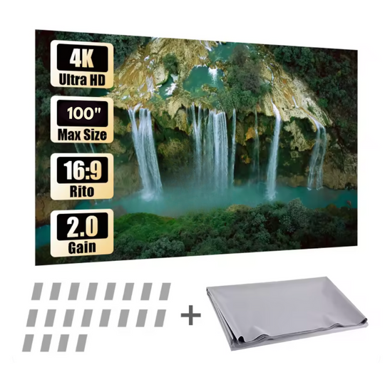 Visual Screen – Nem 100" Projektor lærred med Velcro Opsætning