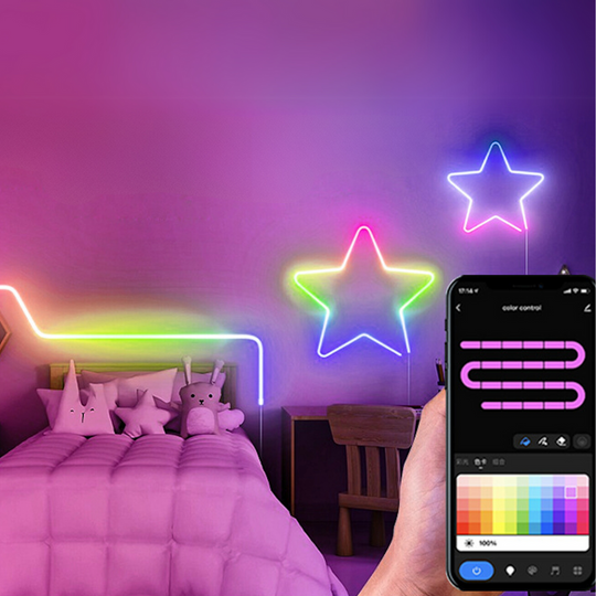 Visual Neon Strip – 5 meter RGBIC LED-lys med Tuya-app og fjernbetjening