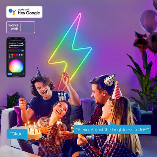 Visual Neon Strip – 5 meter RGBIC LED-lys med Tuya-app og fjernbetjening