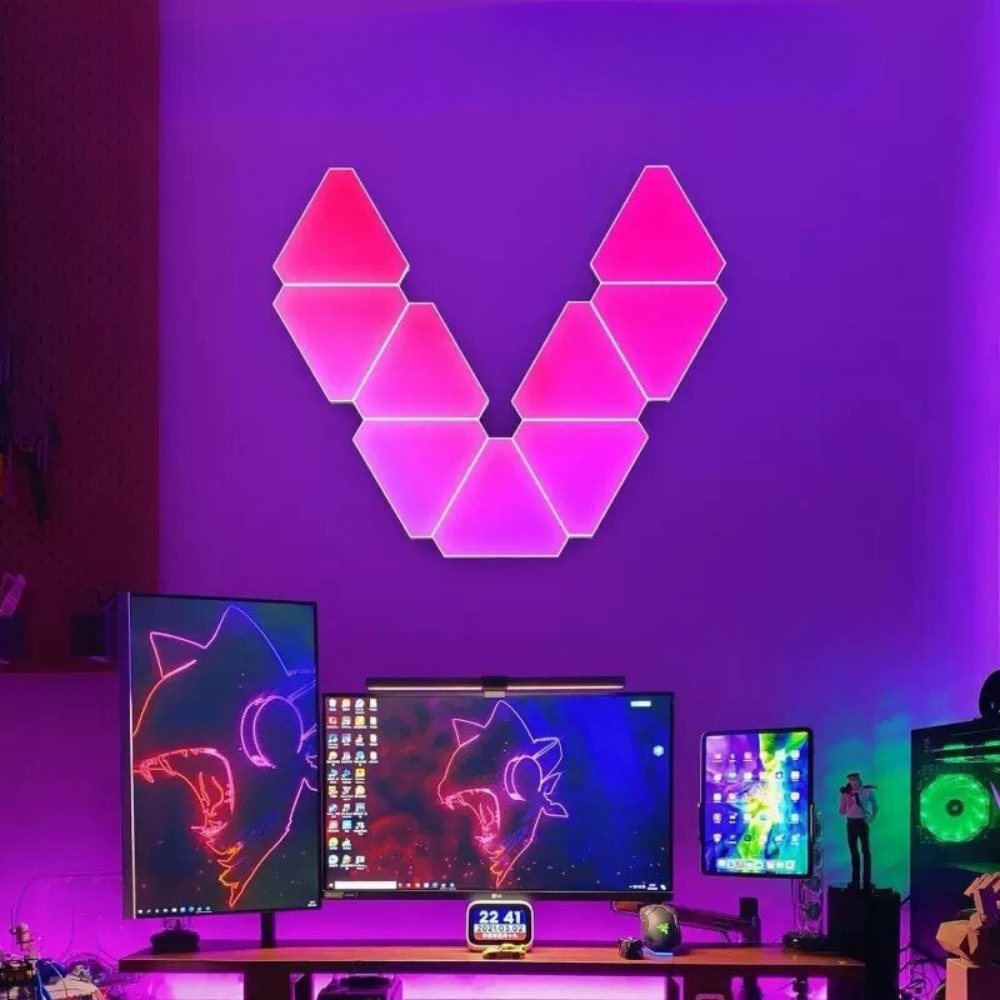 Visual TriLight – 8 stk. LED RGB Trekant Væglampe, Smart App-styring (Tuya)