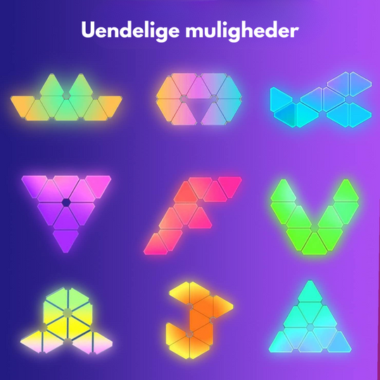 Visual TriLight – 8 stk. LED RGB Trekant Væglampe, Smart App-styring (Tuya)