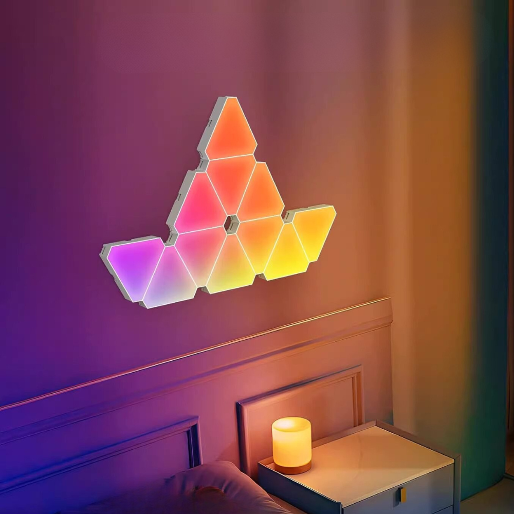 Visual TriLight – 8 stk. LED RGB Trekant Væglampe, Smart App-styring (Tuya)