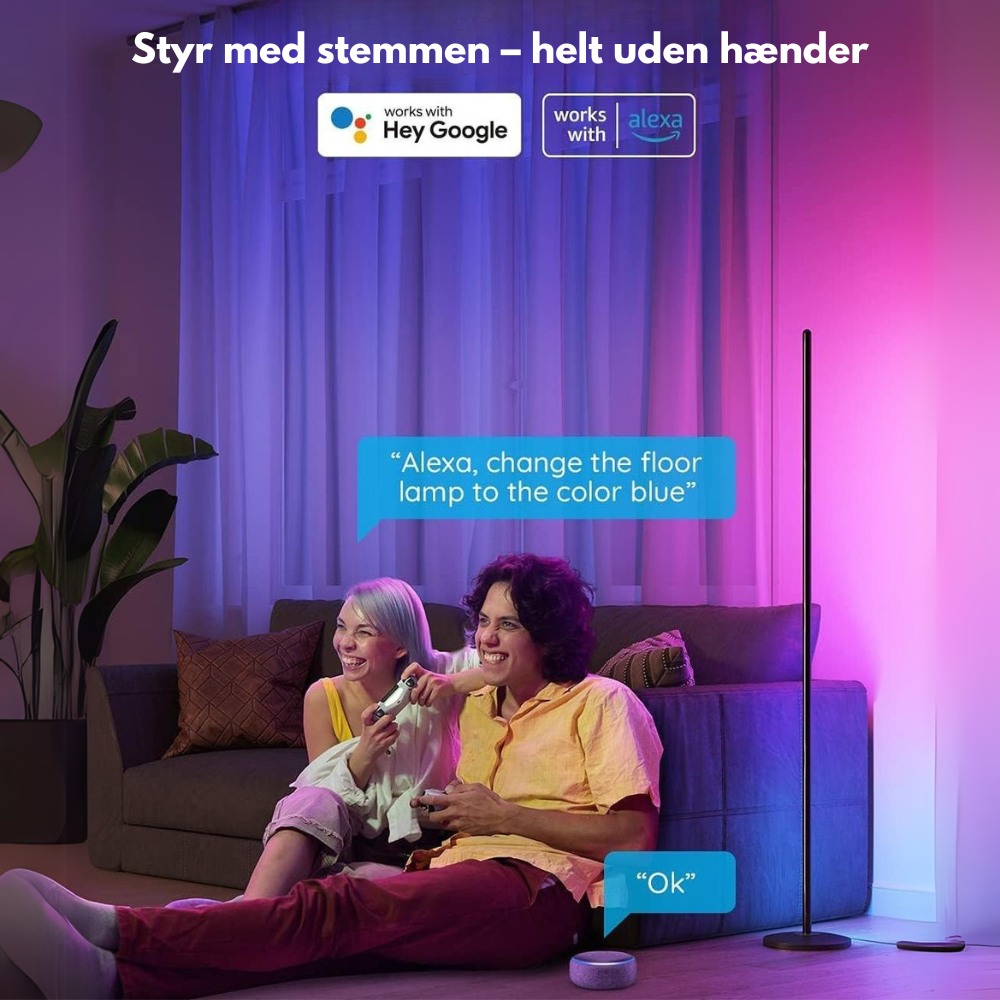 Visual RGB Gulvlampe – 145 cm stemningslys med appstyring og flerfarvet effekt