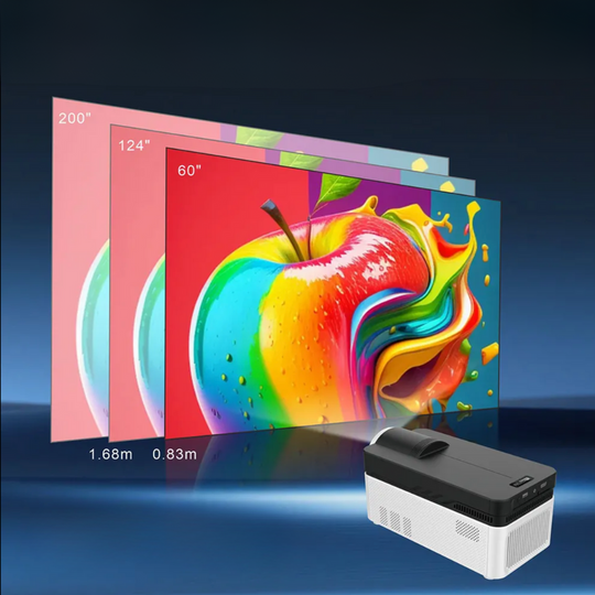 Visual Pro Projektor – 1080P Mini Projektor med Apps, Op til 200” Billede & WiFi6