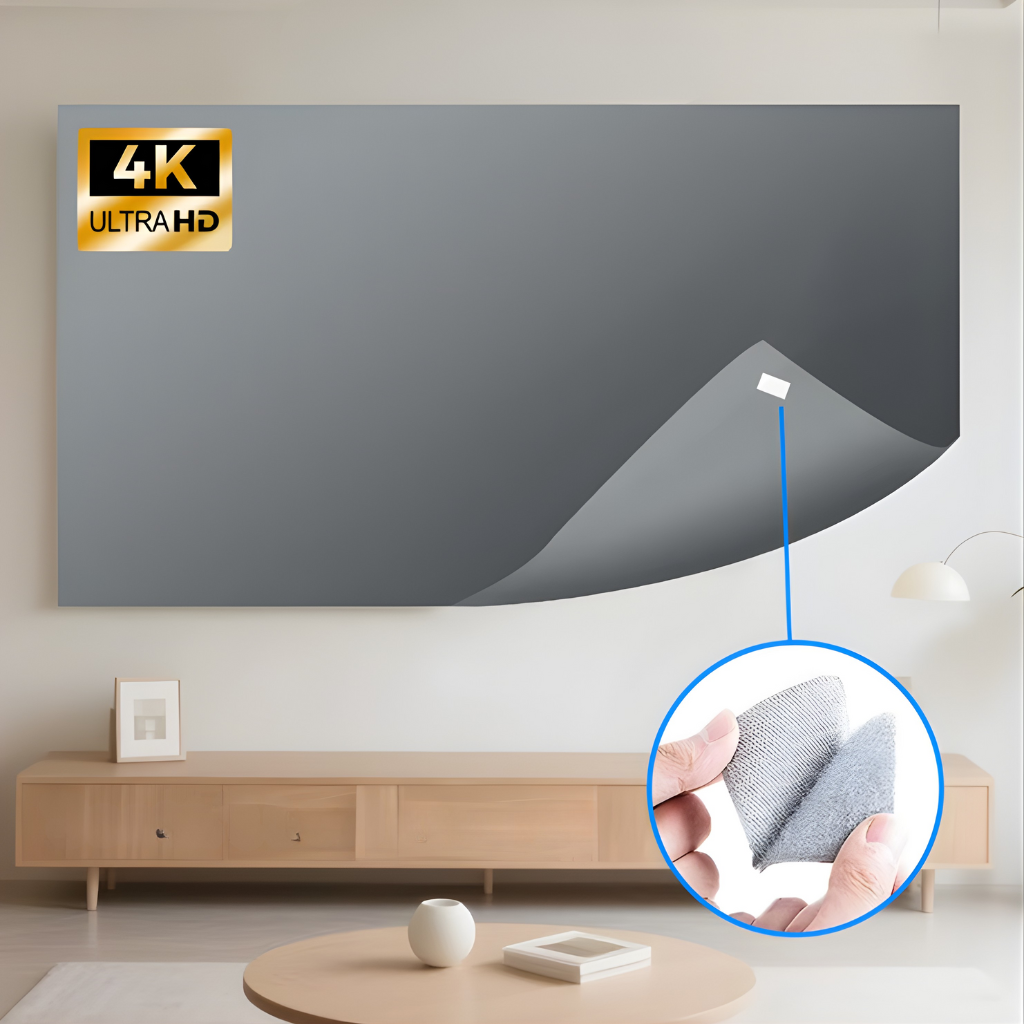 Visual Screen – Nem 100" Projektor lærred med Velcro Opsætning