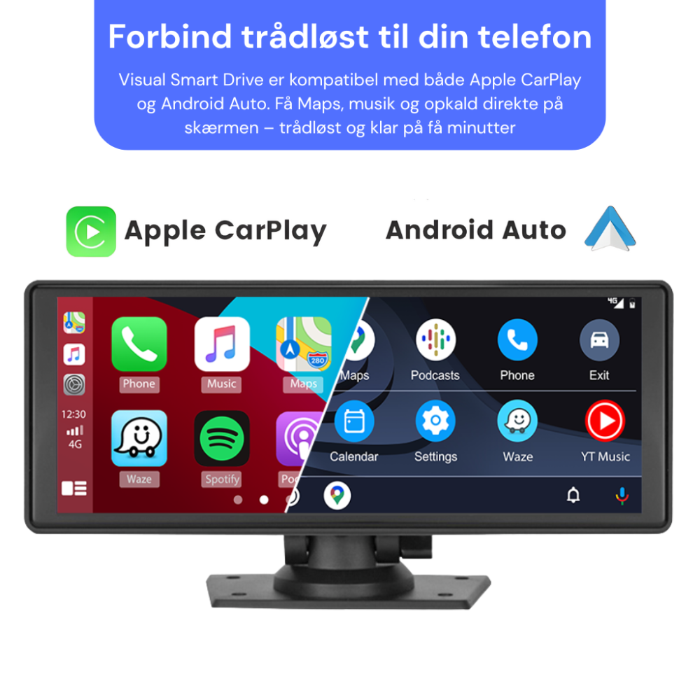 Visual Smart Drive – 10,26" skærm med indbygget dashcam, bakkamera og CarPlay