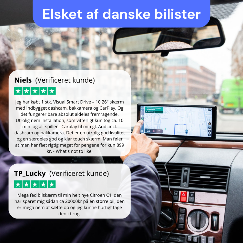 Visual Smart Drive – 10,26" skærm med indbygget dashcam, bakkamera og CarPlay