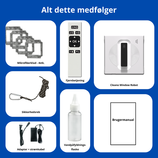 Cleano Window Robot – Automatisk vinduespudser med app og vandspray