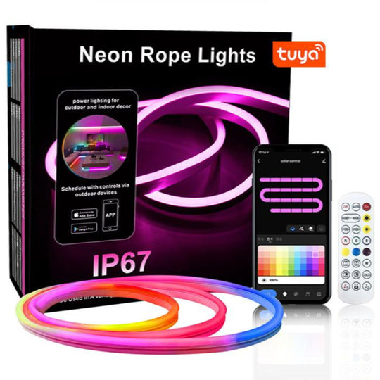 Visual Neon Strip – 5 meter RGBIC LED-lys med Tuya-app og fjernbetjening
